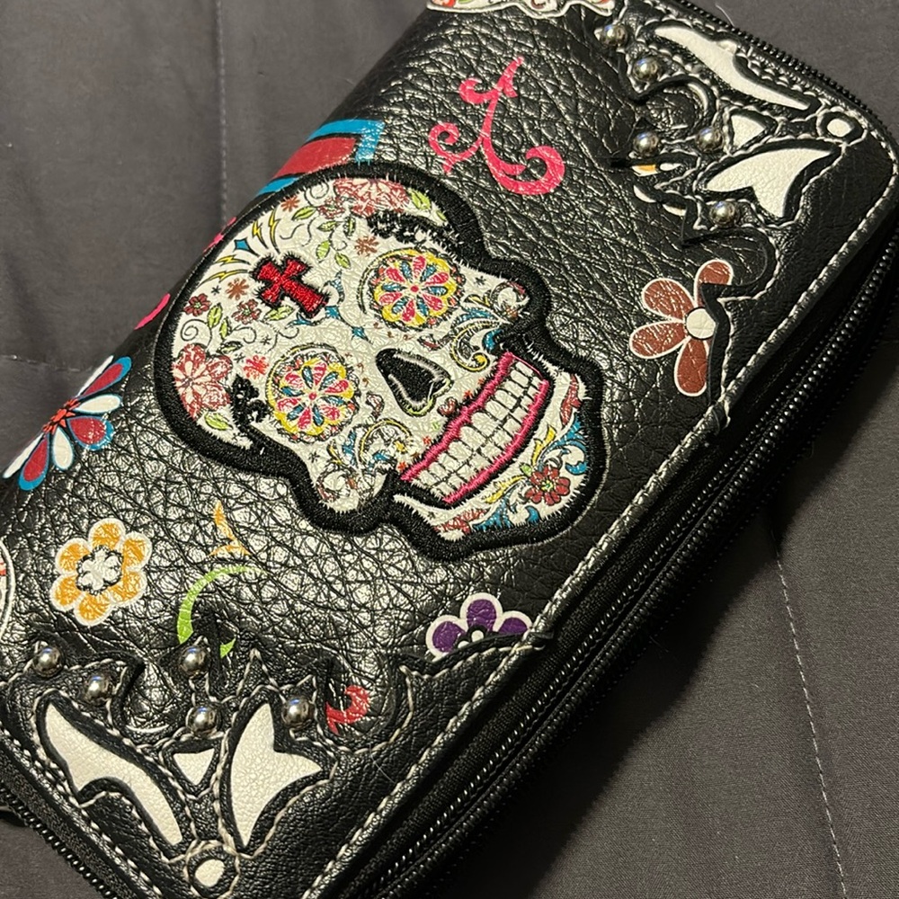 Sugar Skull wristlet wallet